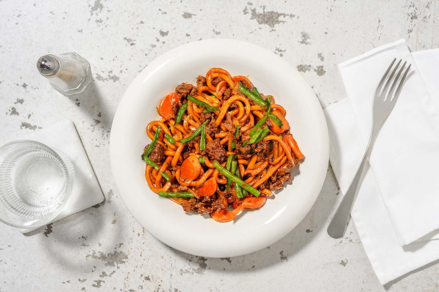 Hoisin Beef Udon and Veggie Gyoza Stir-Fry