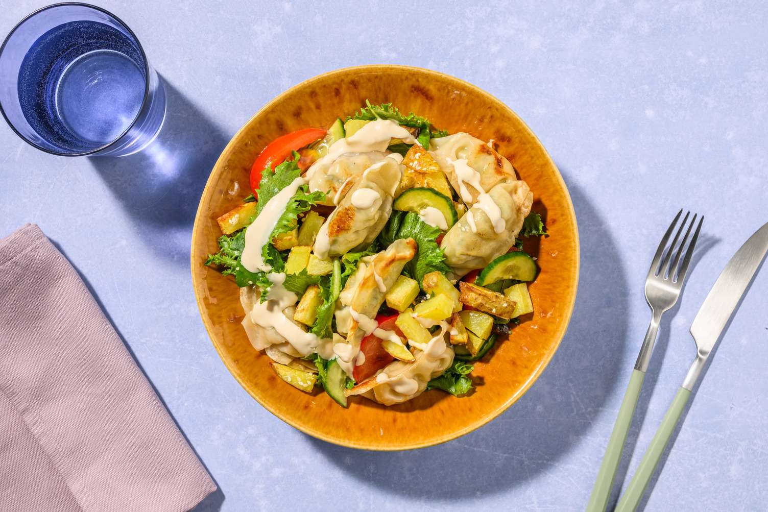 Veggie Gyozas & Ginger-Soy Mayo