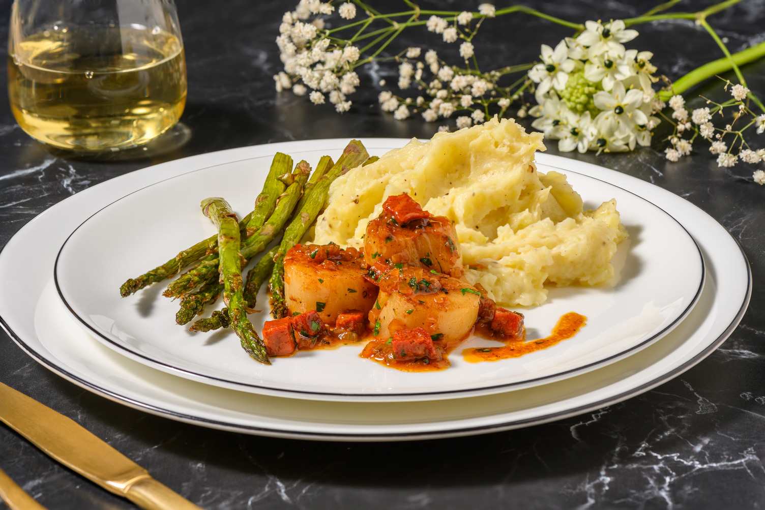Pan-Fried Scallops in Chorizo Butter Sauce