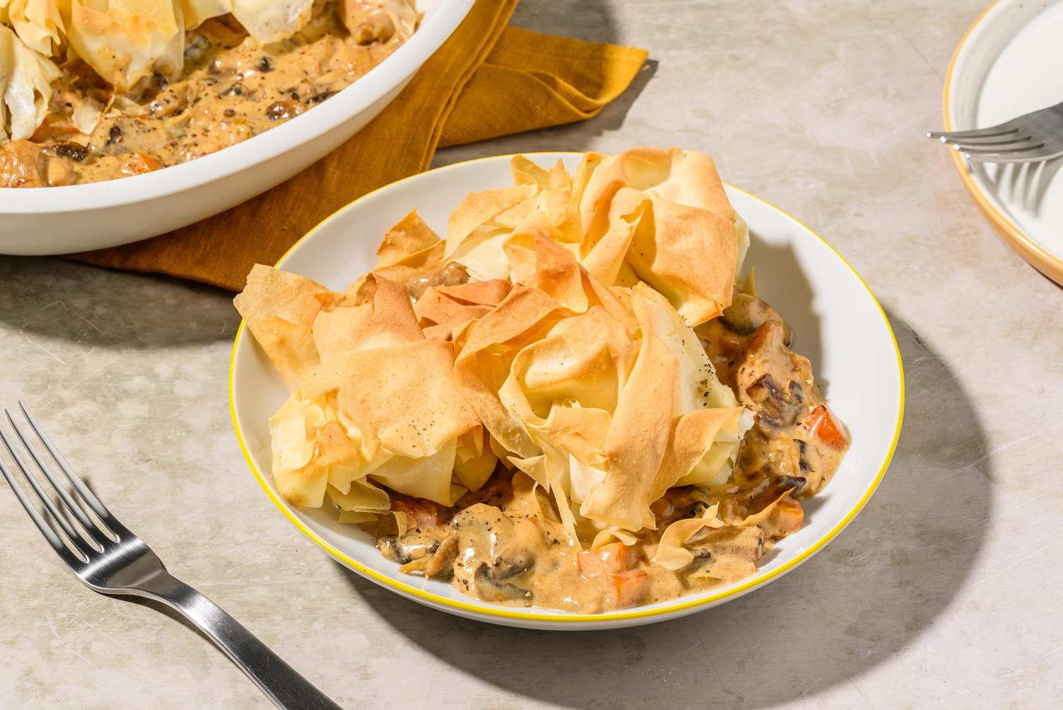 Creamy Chicken Breast and Mushroom Filo Pie
