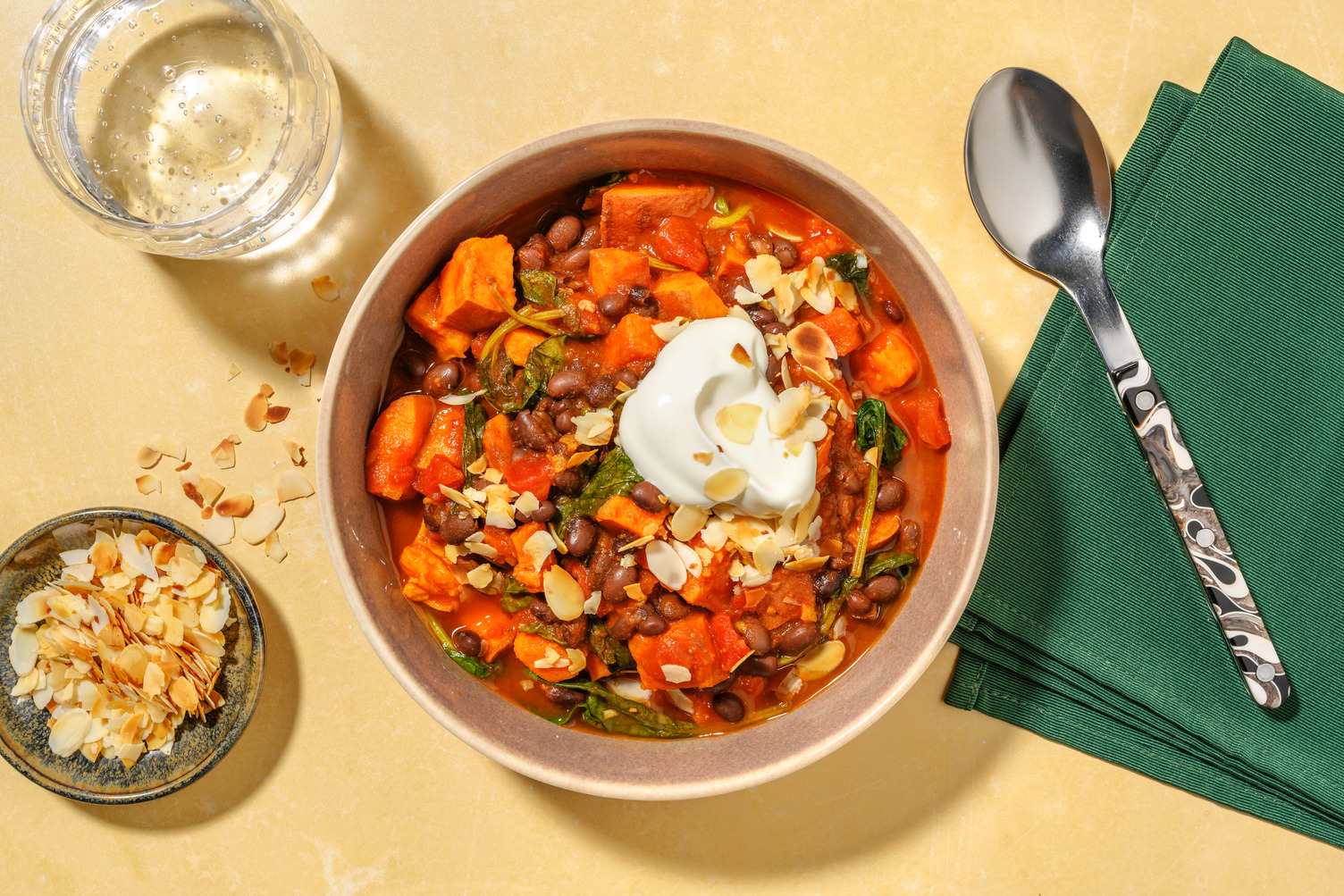 Warming Harissa, Black Bean and Sweet Potato Bowl