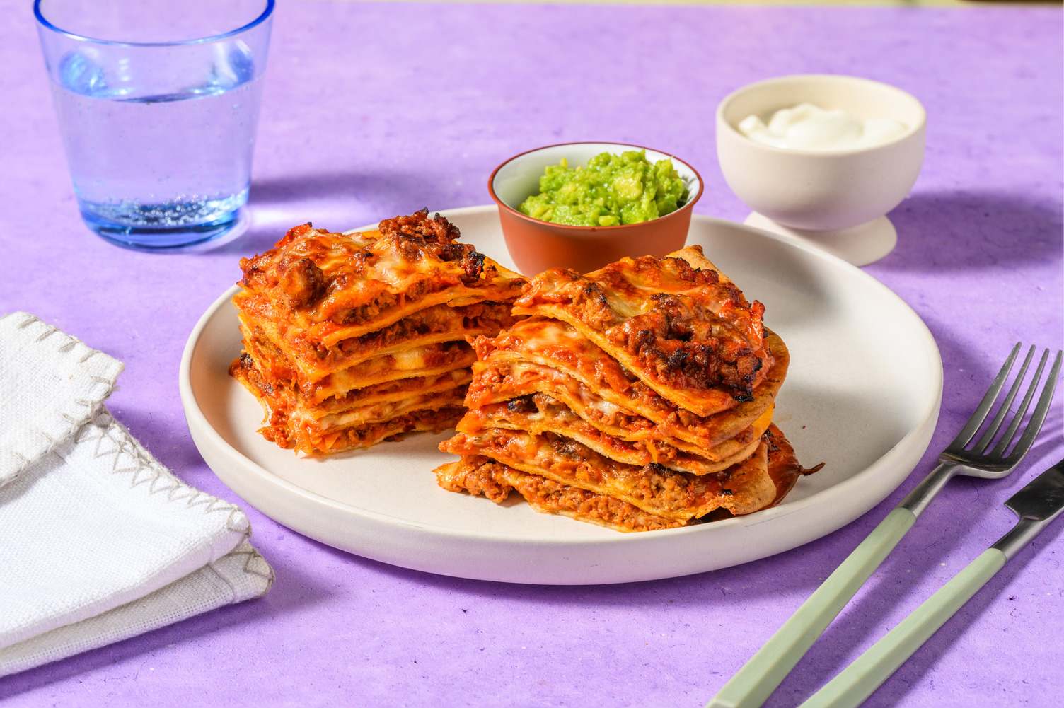 Cheesy Mexican Beef & Pork Tortilla Tower