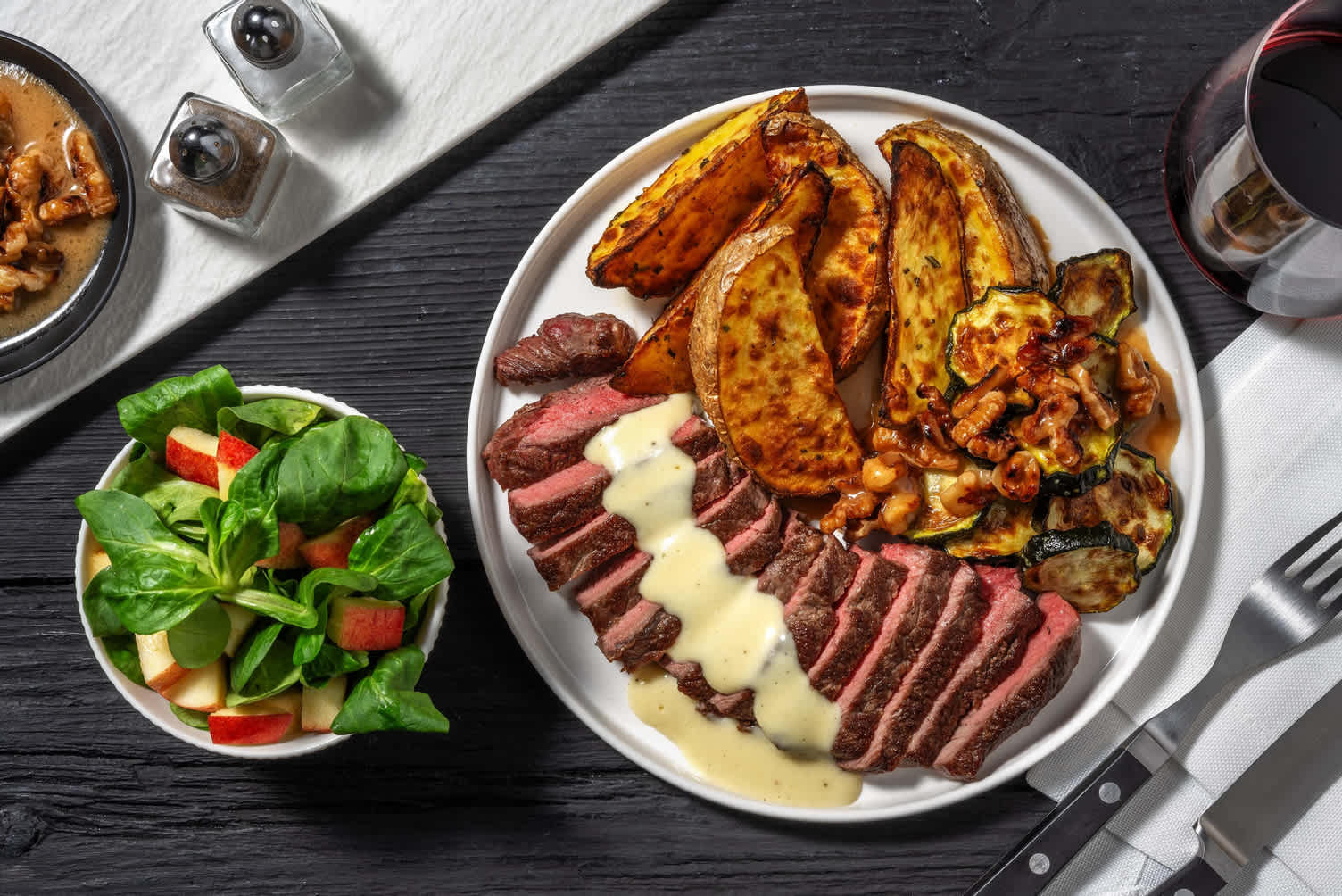 Steak met camembertsaus