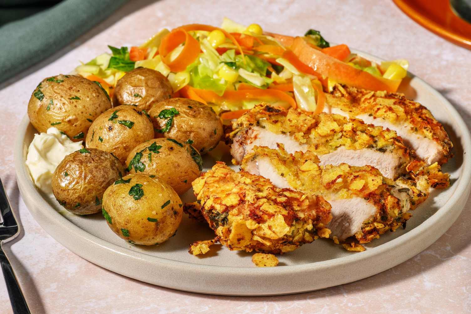 Tortillachipspanerad fläskkotlett
