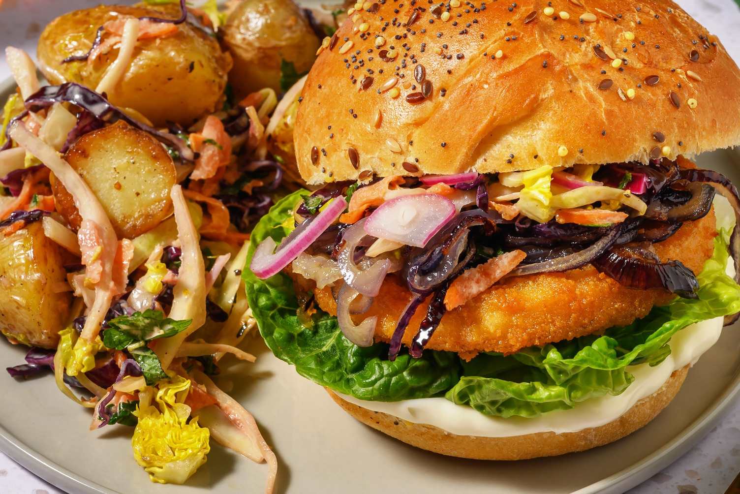 Plantaardige visburger Thaise stijl 
