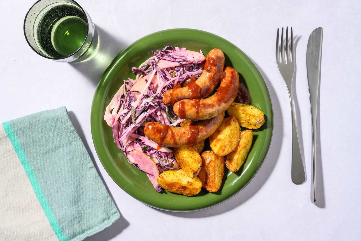 Easy Pork Sausages and Creamy Slaw