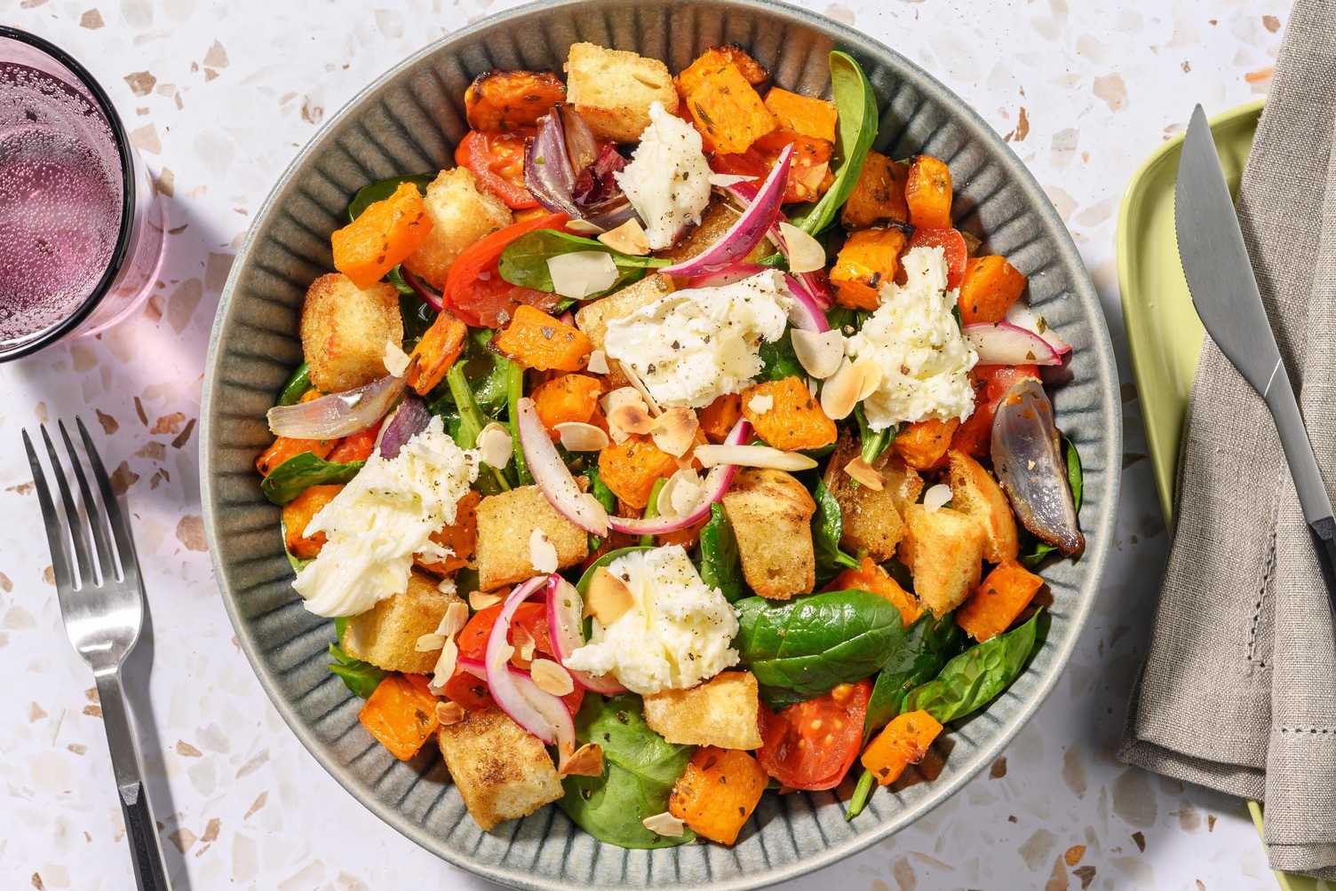 Mozzarella and Roasted Butternut Squash Panzanella