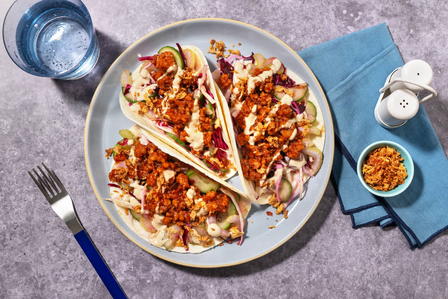 Teriyaki Pork & Celery Slaw Tacos