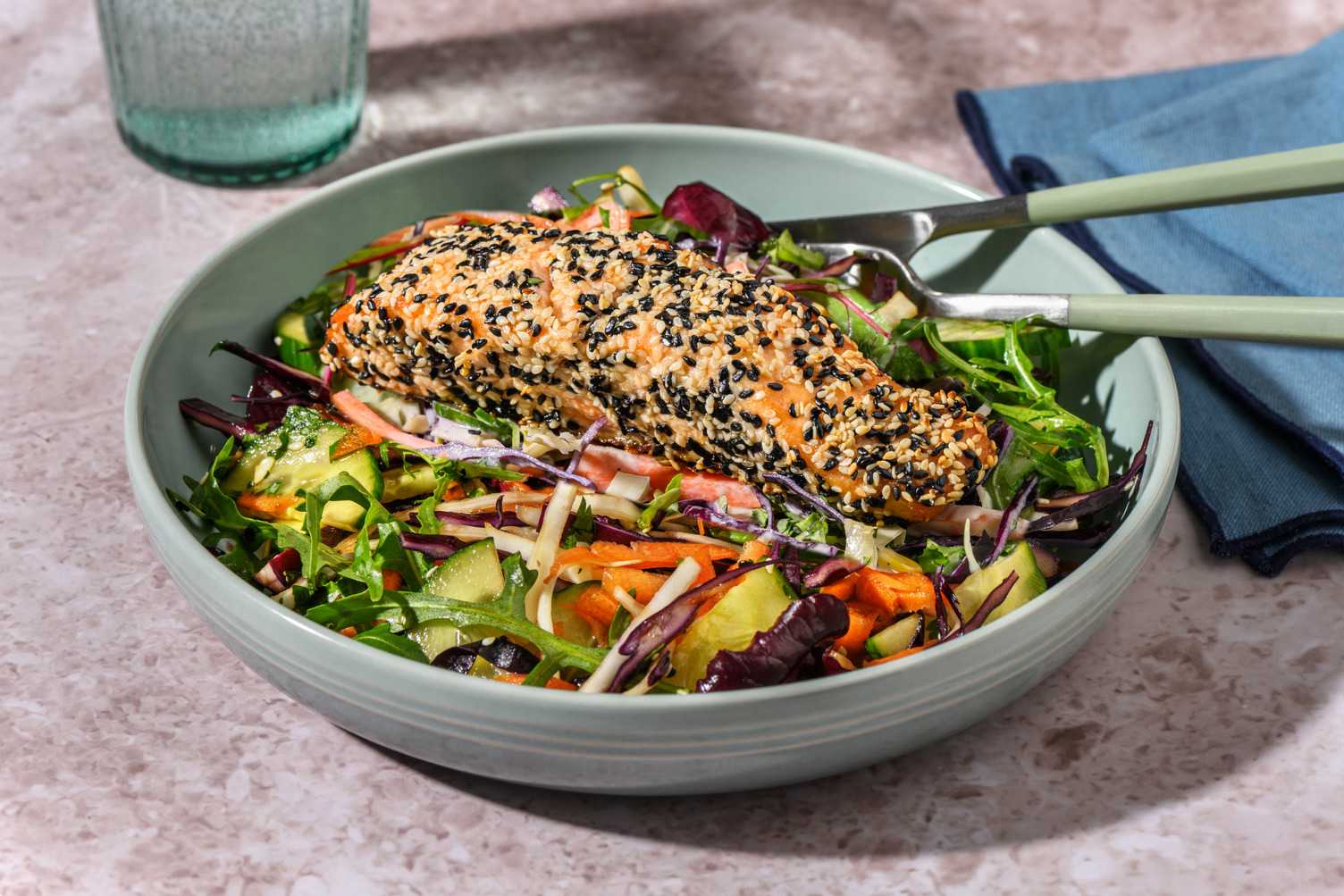 Sesame-Crusted Salmon & Rainbow Slaw