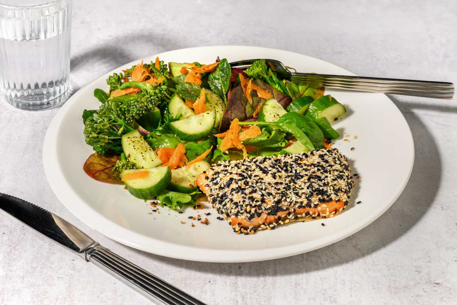 Sesame-Crusted Salmon & Rainbow Salad
