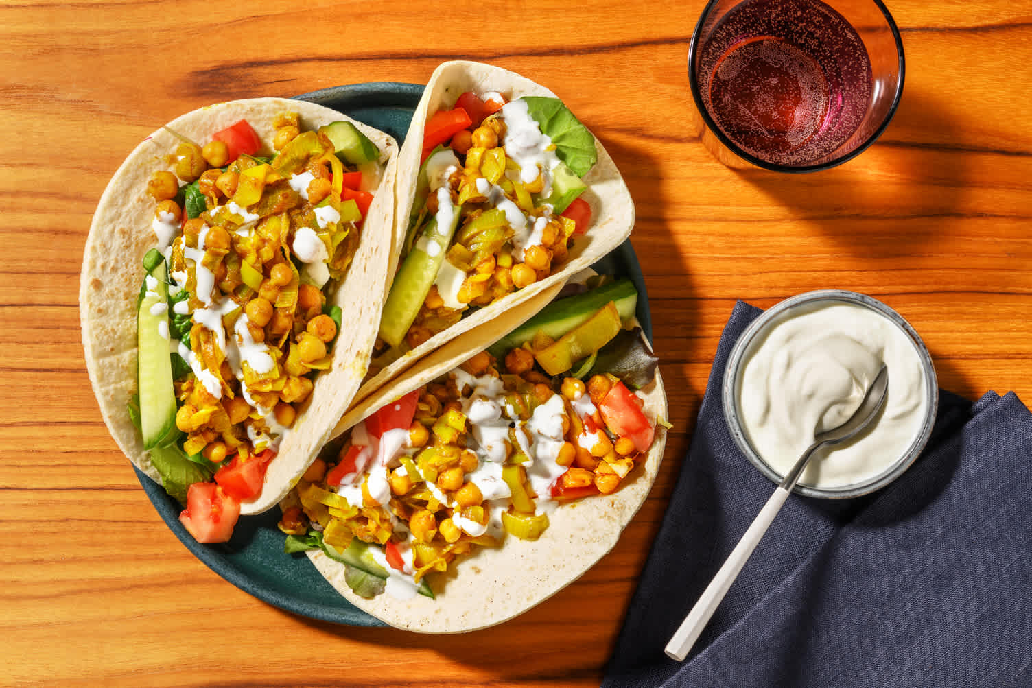 Sticky Indian-Style Chickpea Tacos