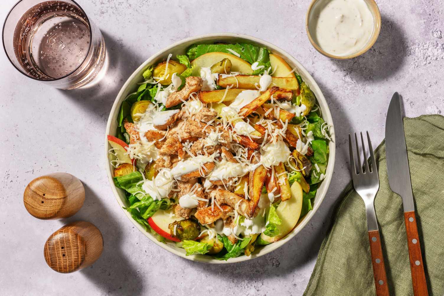 Herby Chicken & Brussels Sprout Caesar Salad