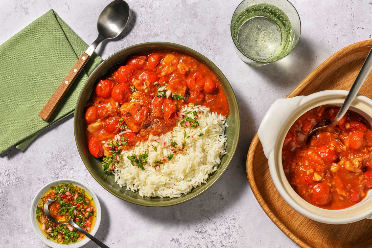 Flaked Hoki & Rich Cherry Tomato Stew