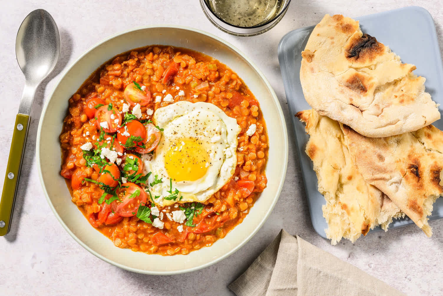 Poêlée de tomates et de lentilles rouges assaisonnées