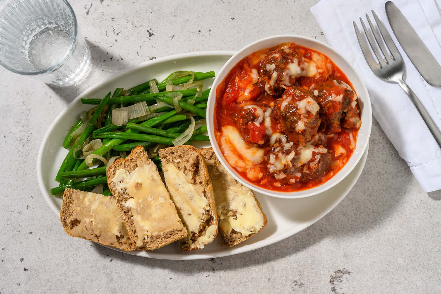 Carb Smart Cheesy Marinara Meatballs and Garlic Sticks