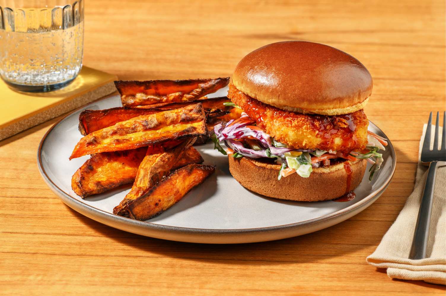 Crumbed Halloumi Burger & BBQ-Cherry Sauce