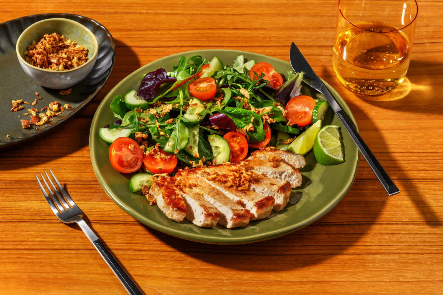 Pork Steak & Zingy Cherry Tomato Salad