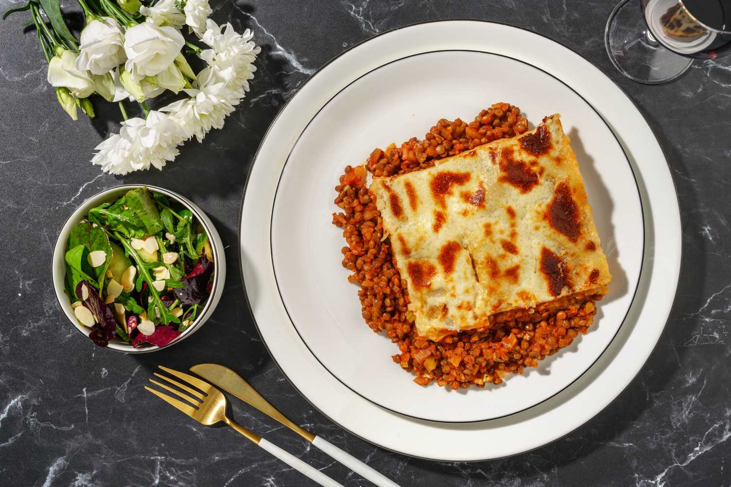 Rich Lentil & Red Wine Jus Lasagne