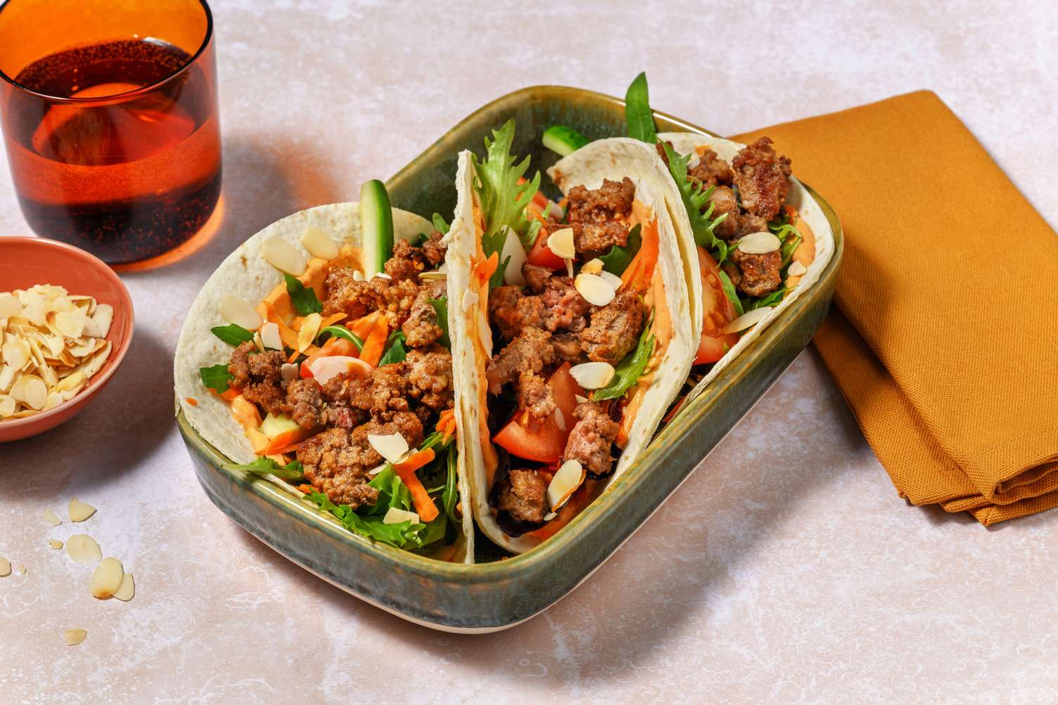 Quick Smokey Lamb-Haloumi Tacos & Harissa Mayo