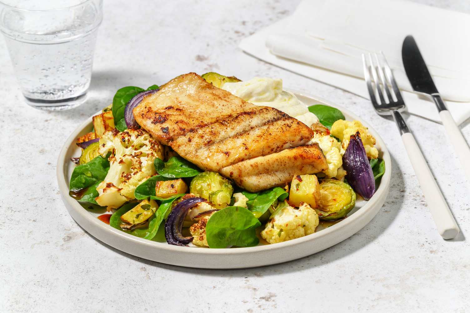 Baked Barramundi & Honey Roast Veggie Toss
