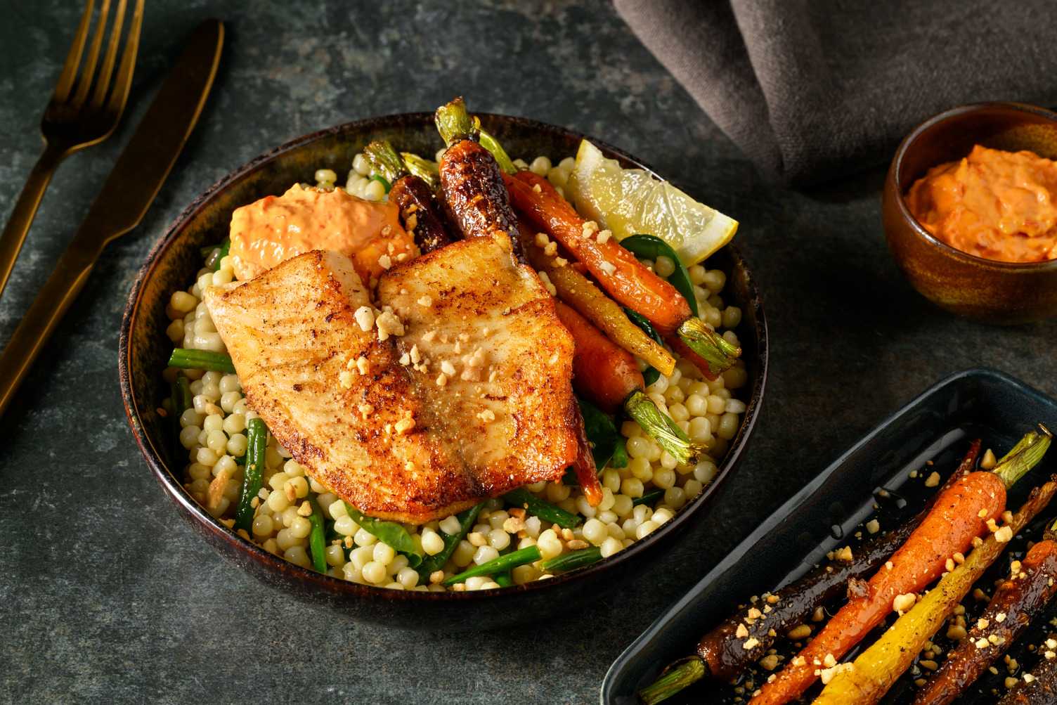 Spiced White Fish & Veggie Pearl Couscous