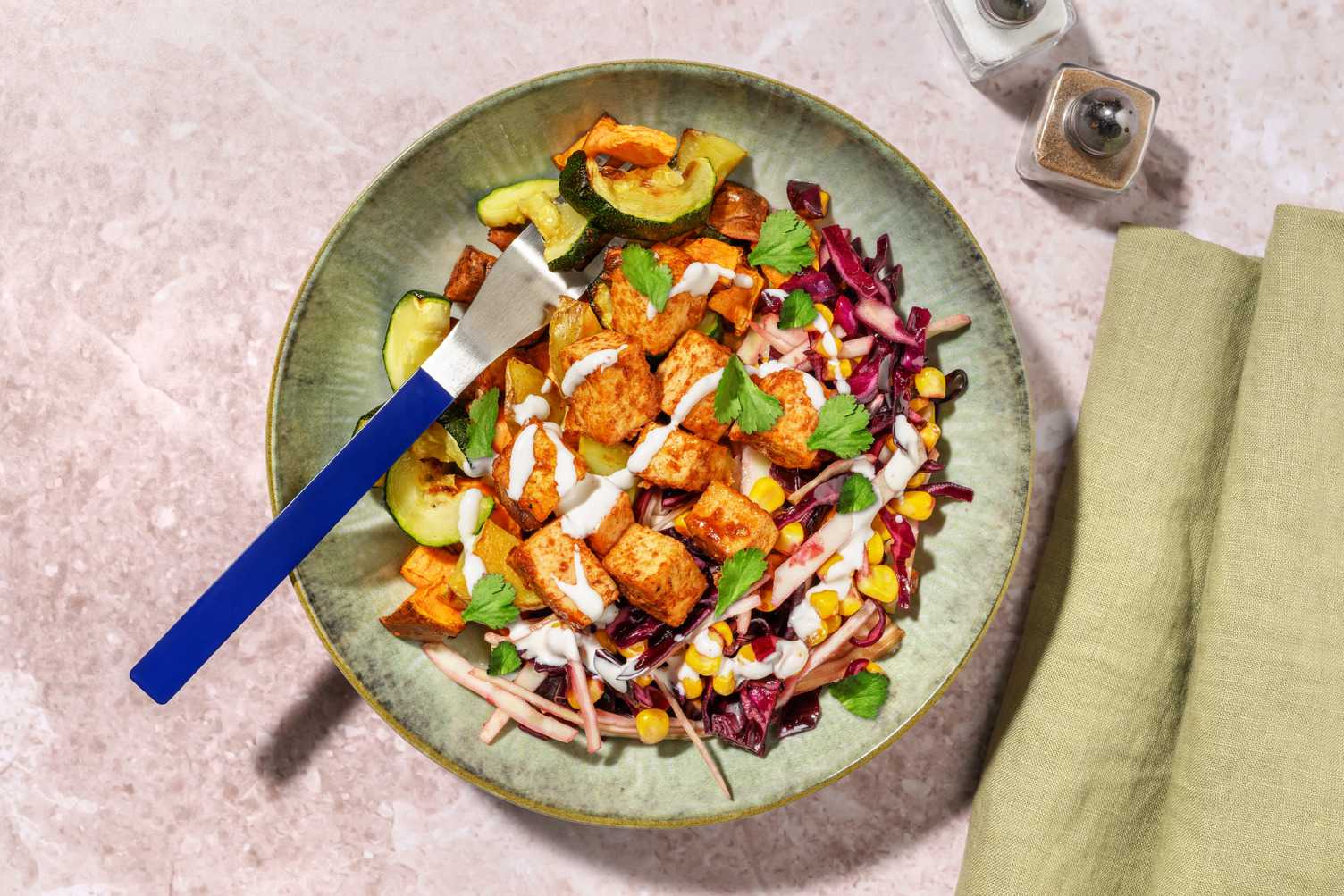 Tex-Mex Tofu & Roast Veggie Buddha Bowl