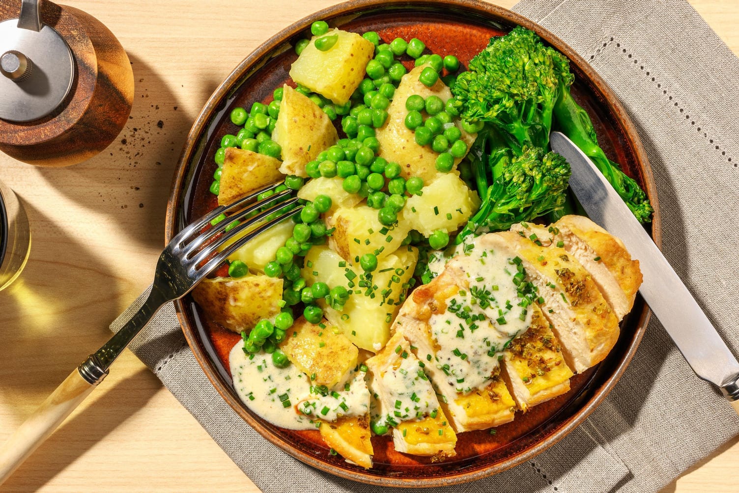Midweek Roasted Chicken and Chive Sauce
