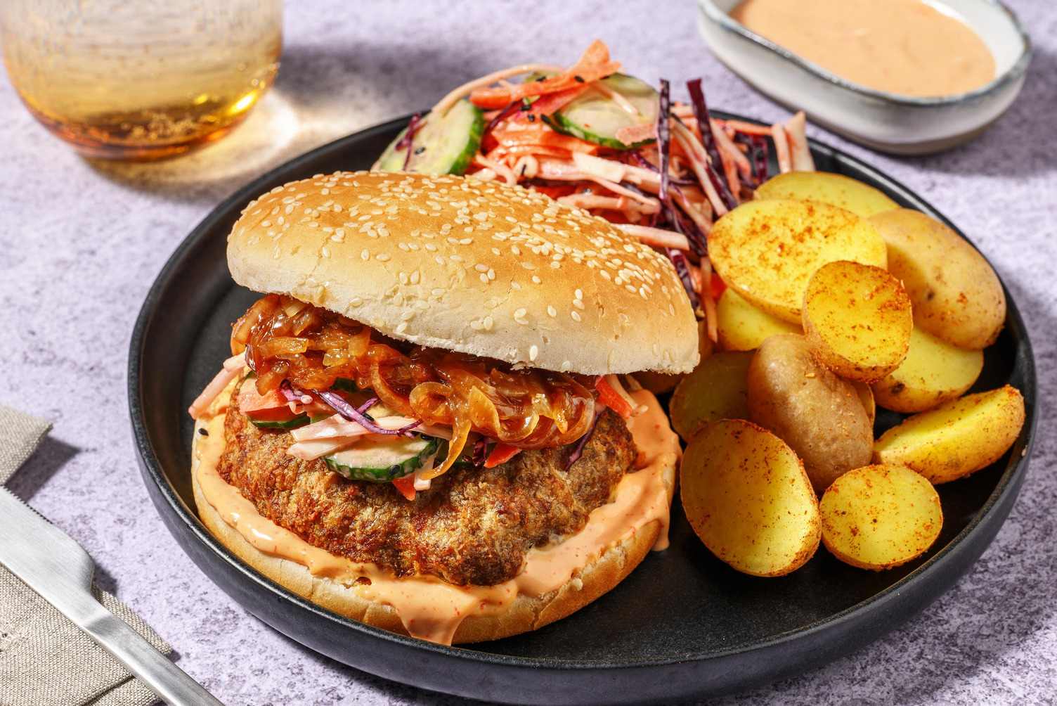 Korean-Inspired Bulgogi Burger with Sriracha Mayo