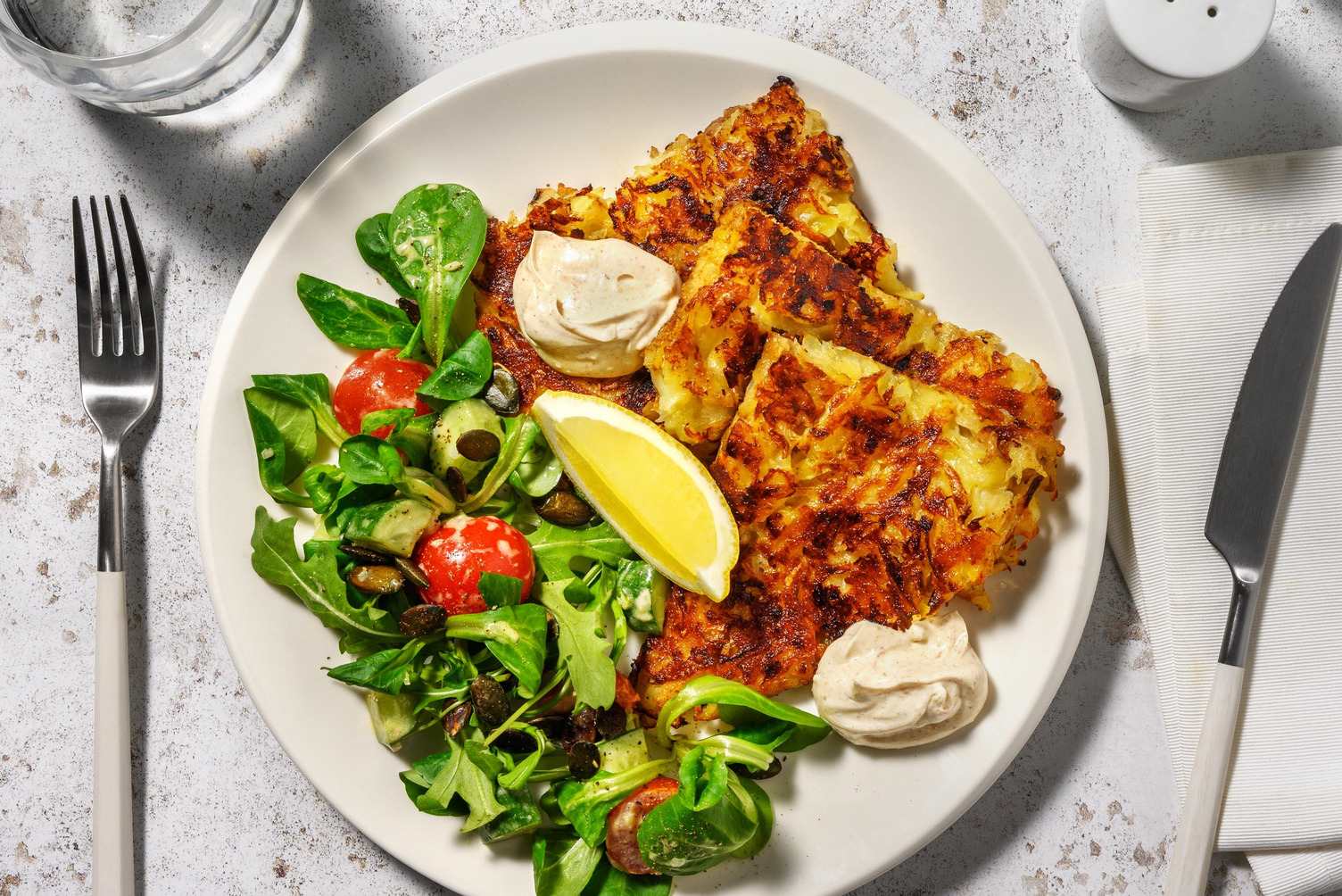 Haché de pommes de terre au fromage de chèvre et crème aigre