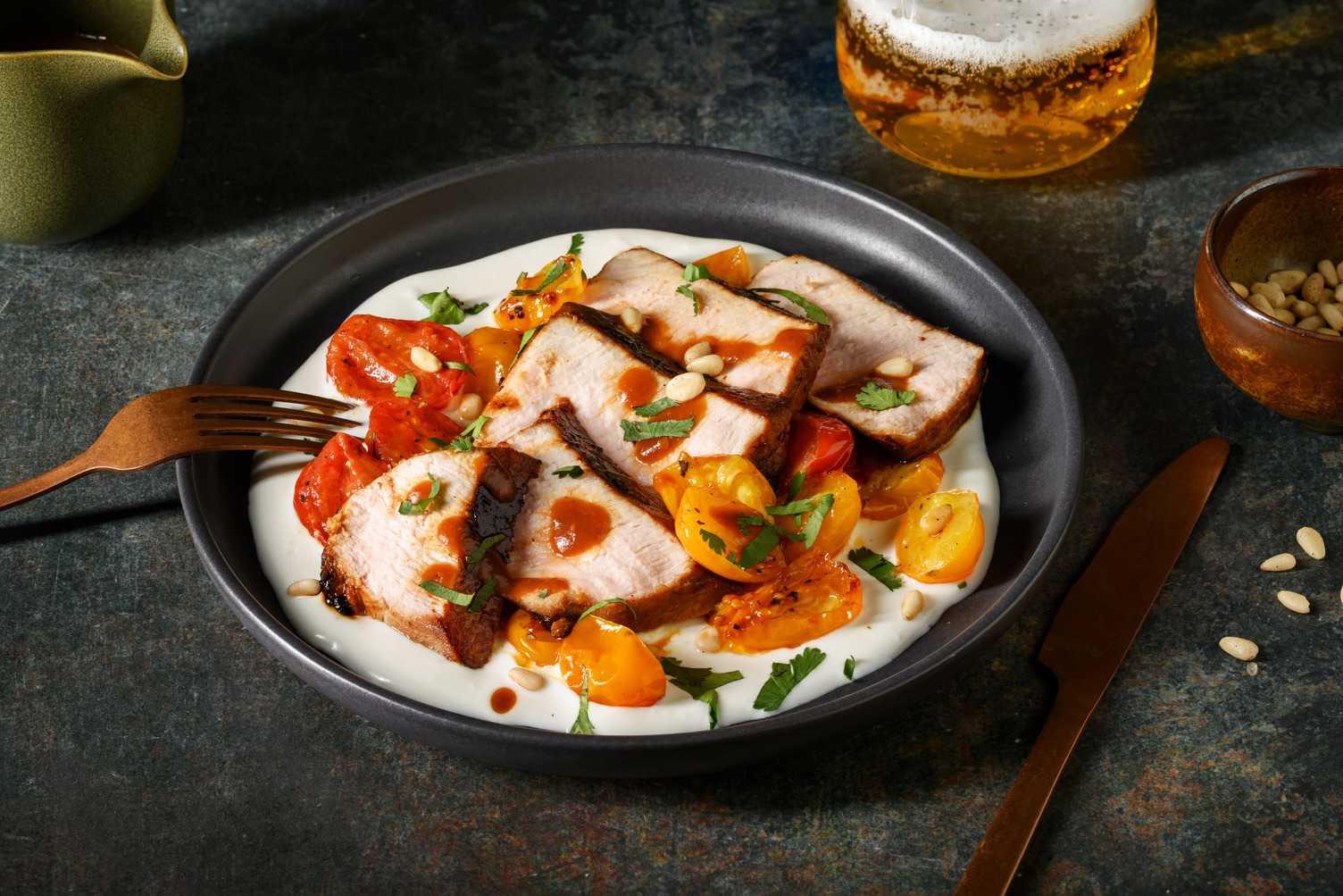 Incontri dal mondo - lonza arrosto e labneh al latte di cocco