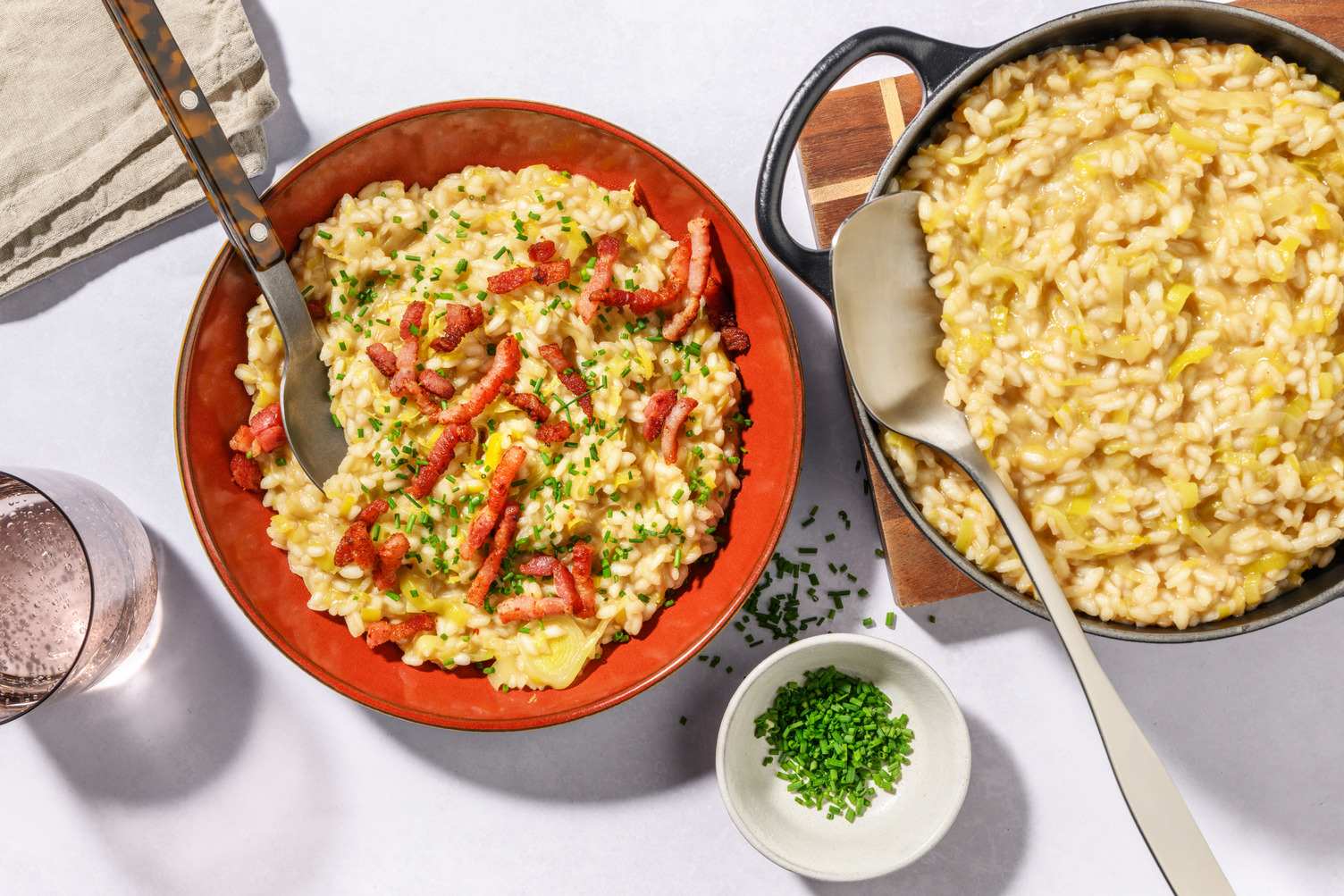 Risotto gourmand poireau & lardons fumés