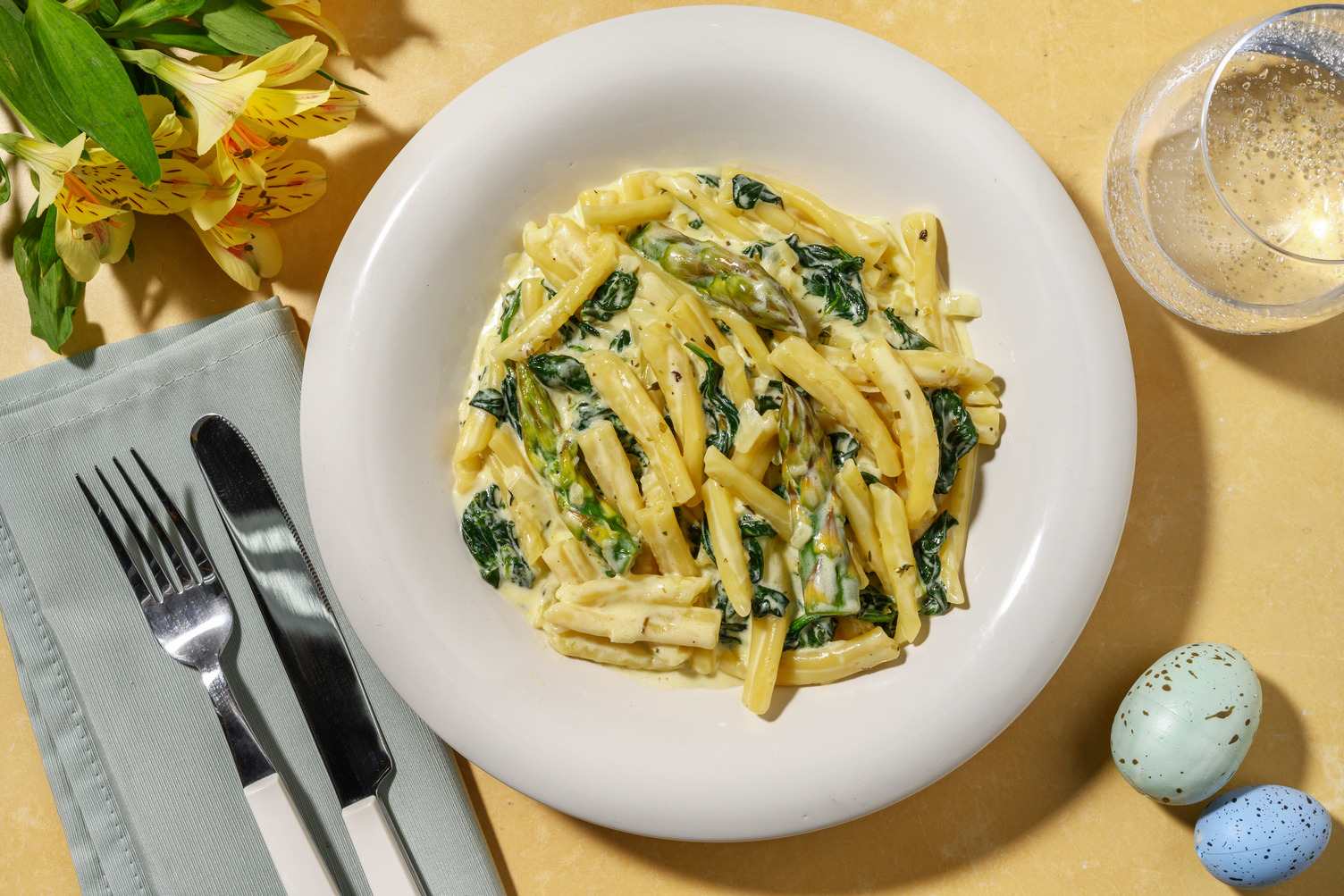 Casarecce primavera : asperges & épinards