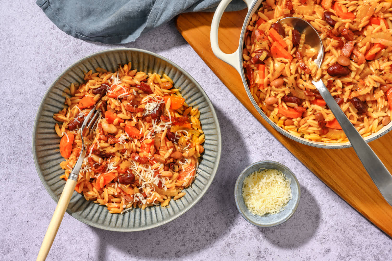 Orzo e fagioli aux lardons