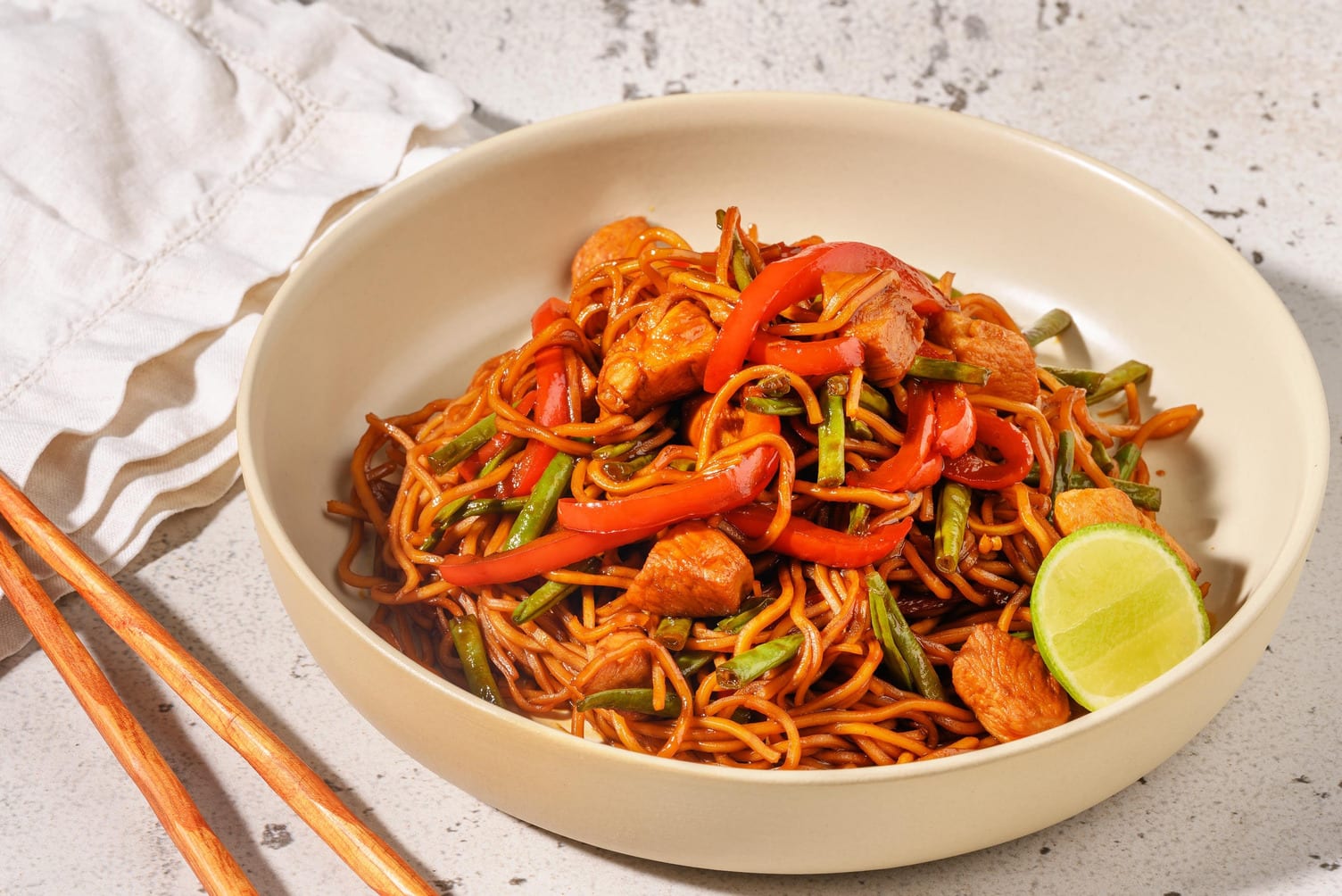 Chinese Style Chicken Noodle Stir-Fry