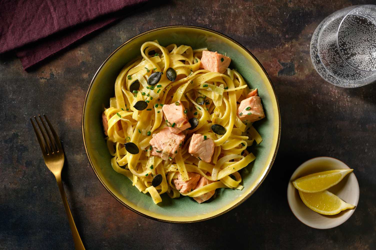 Tagliatelle pour Mamounette : saumon & poireau