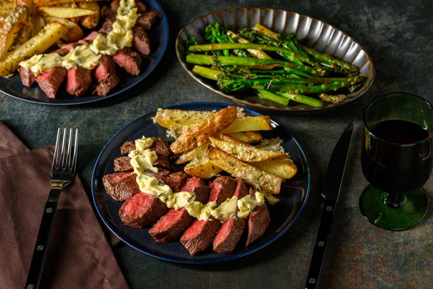 21 Day Aged Sirloin Steak and Cheesy Rosemary Chips