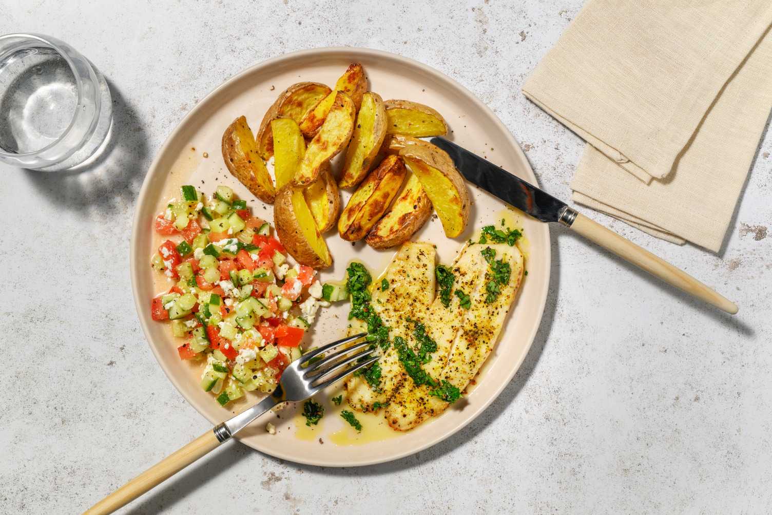 Lemon & Herb Basa and Garlic-Parsley Drizzle 