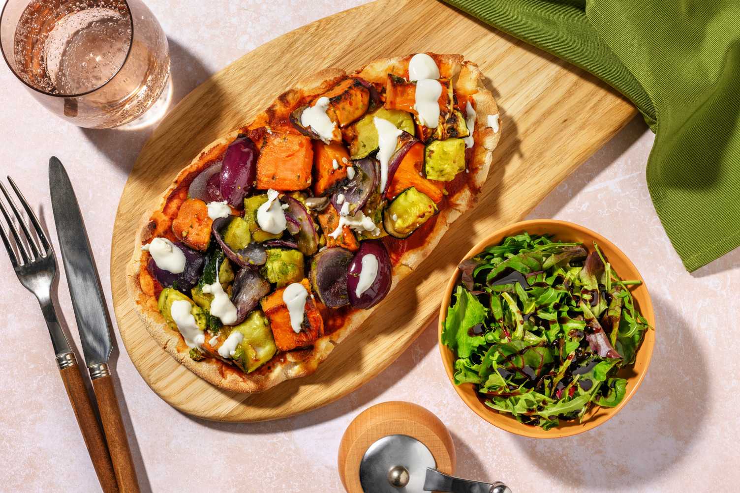 Roasted Mediterranean Style Veg Loaded Naan