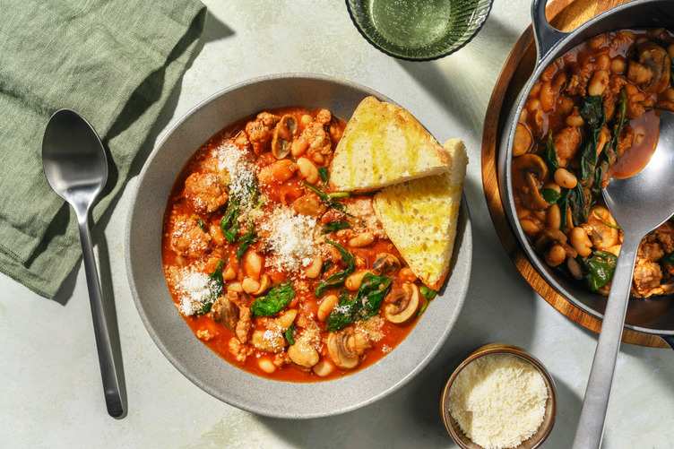 One Pot Sausage and Mushroom Cassoulet