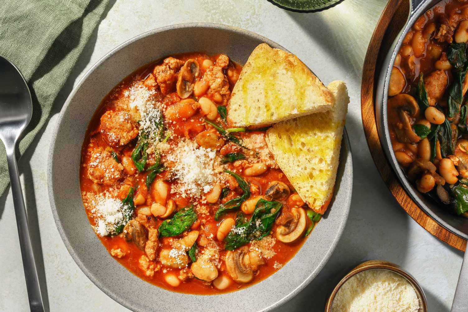 One Pot Sausage and Mushroom Cassoulet