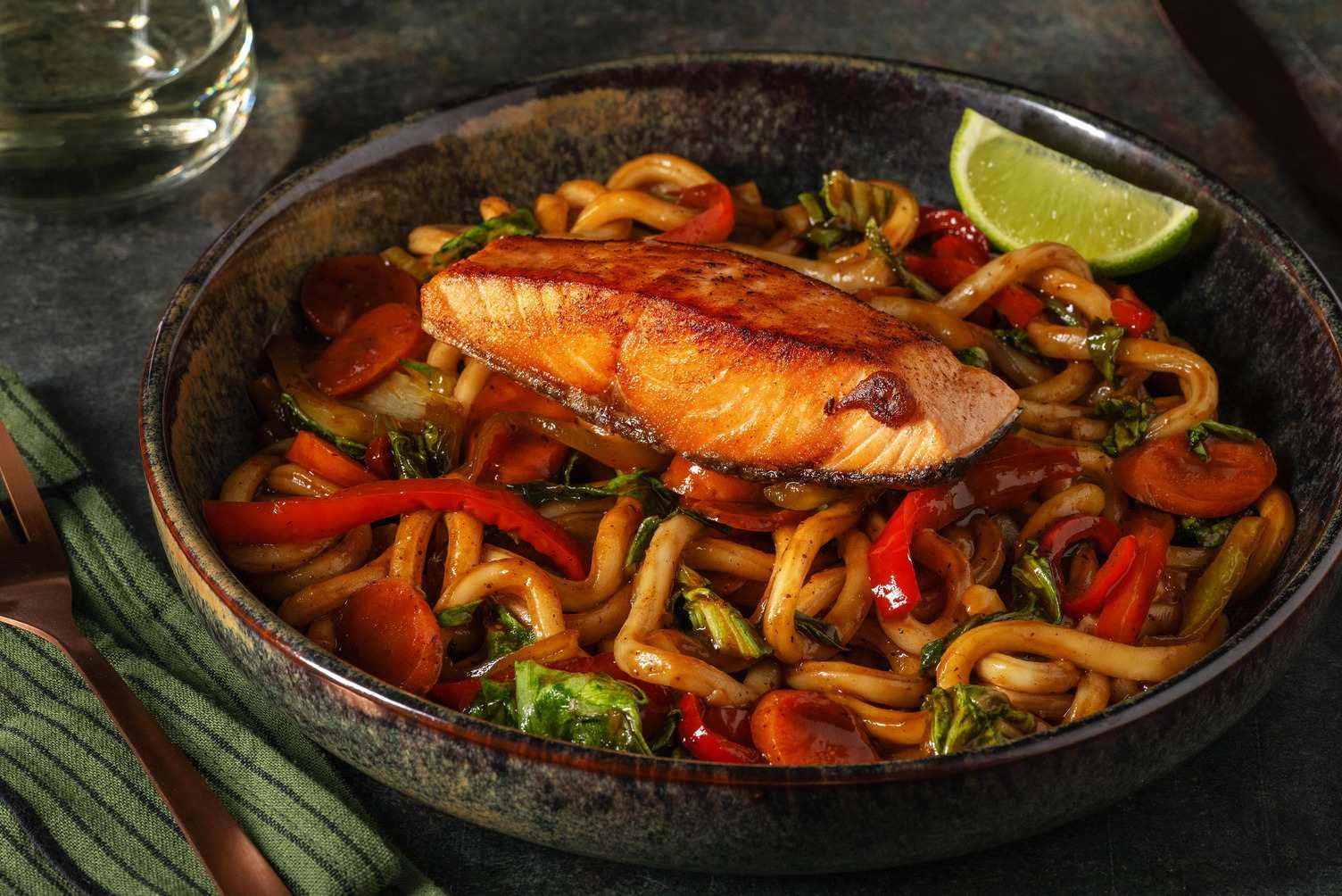 Teriyaki Salmon with Udon Noodles & Lime
