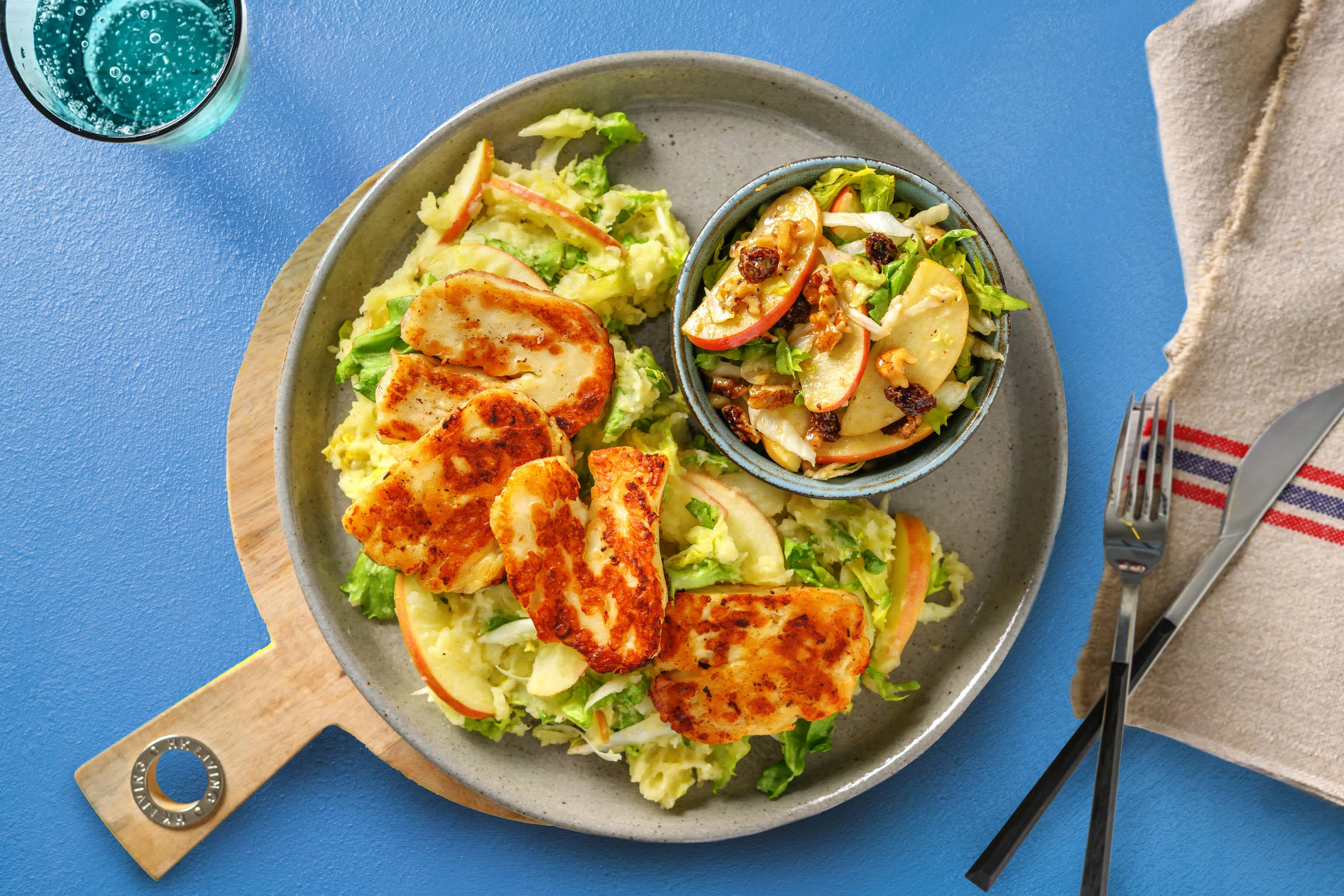Stoemp de pommes de terre-chicorée et fromage à griller