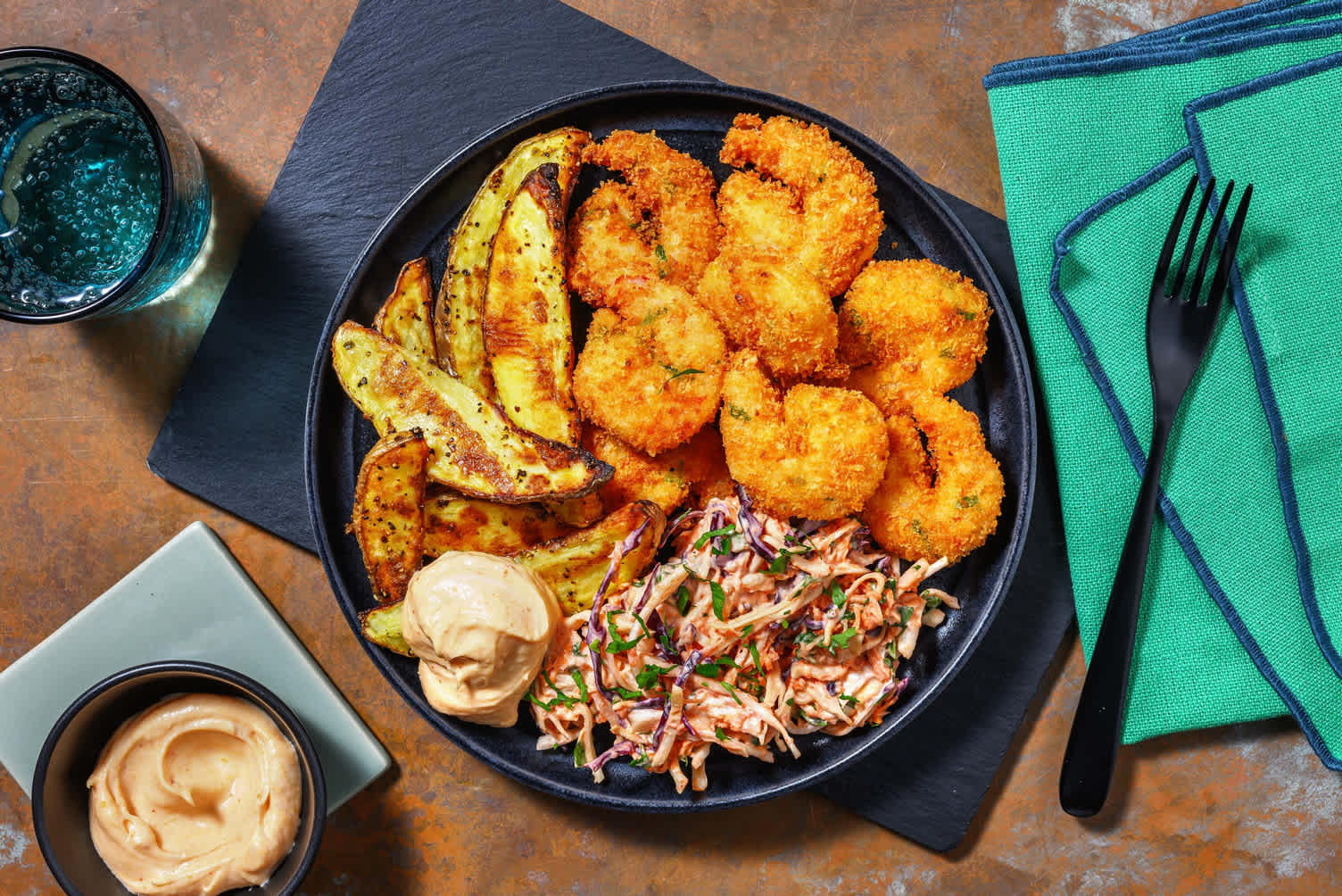 Assiette de crevettes géantes à la noix de coco