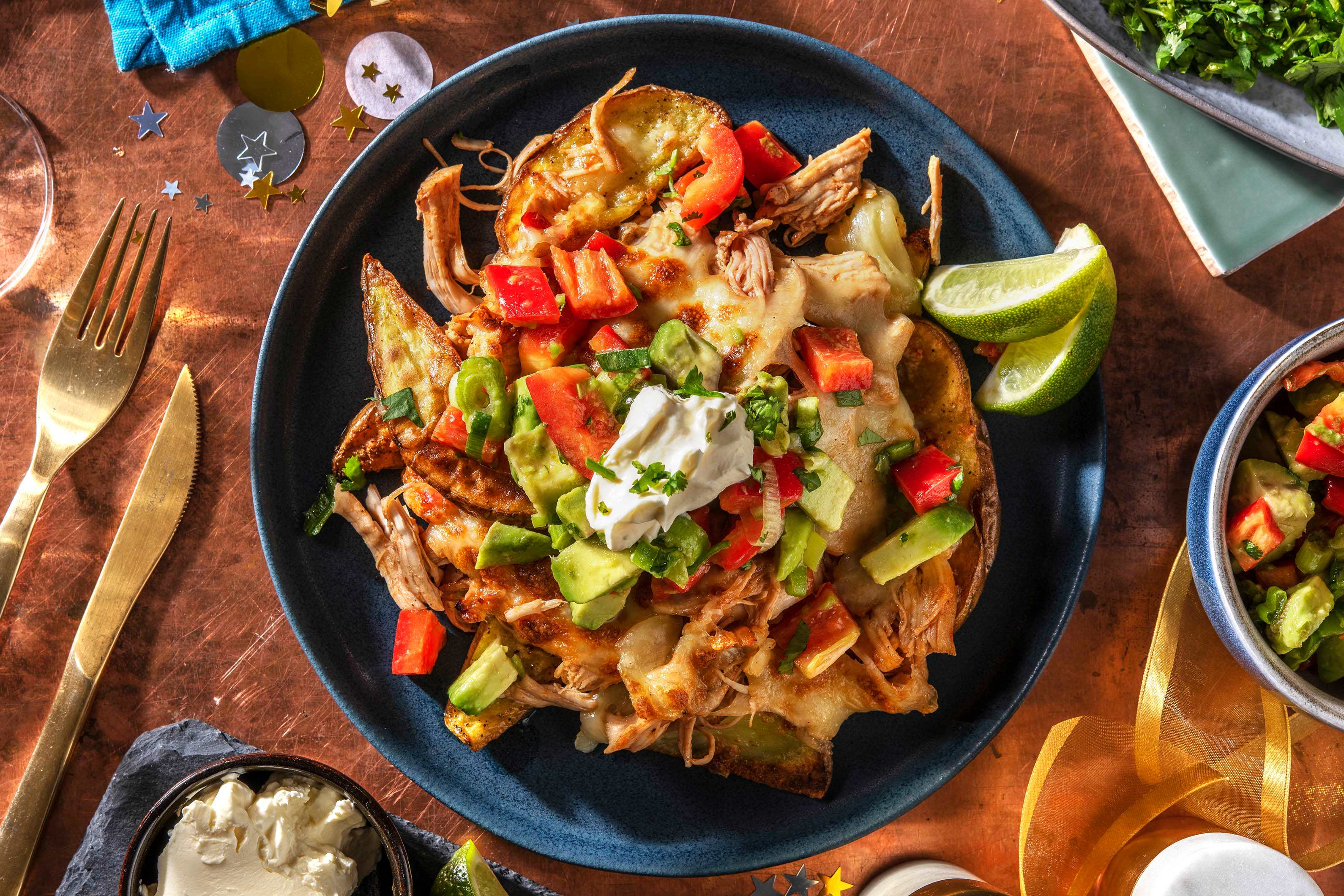 BBQ Pulled Chicken Loaded Cheesy Fries
