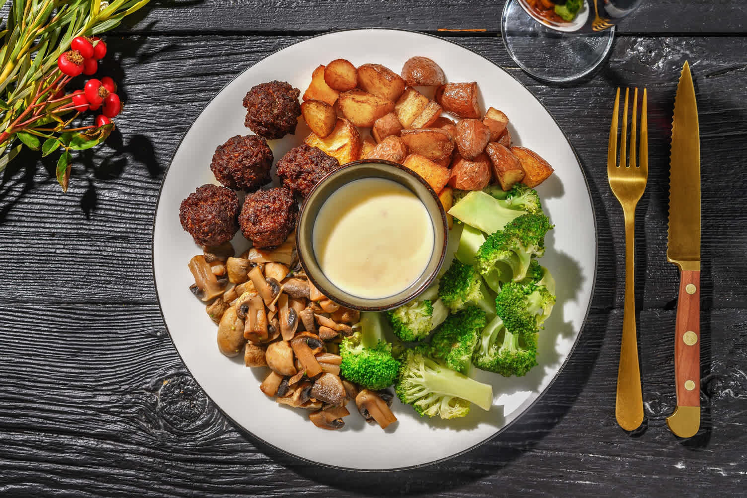 Boulettes de bison et champignons