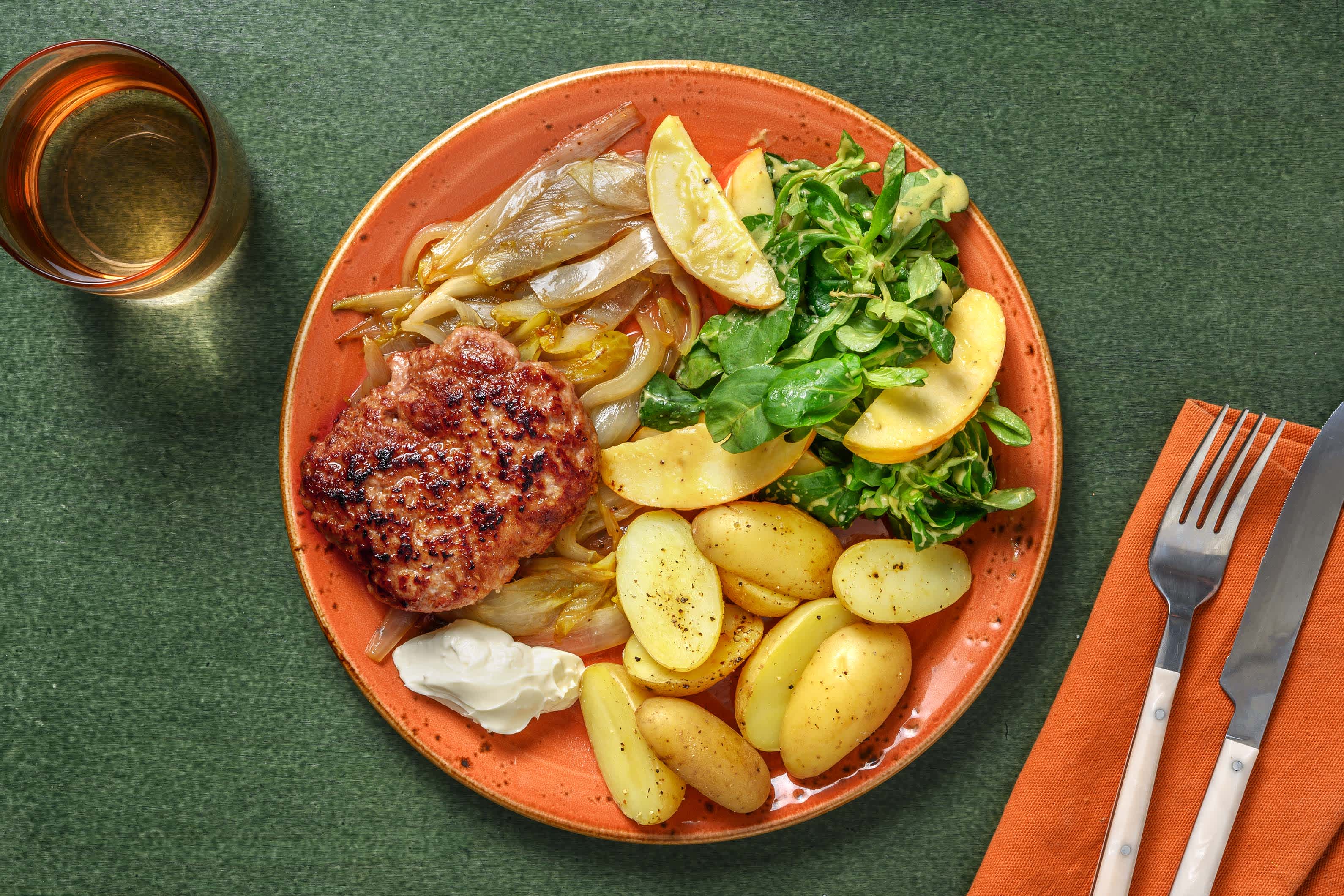 Triple Pepper Burger with Caramelised Endive