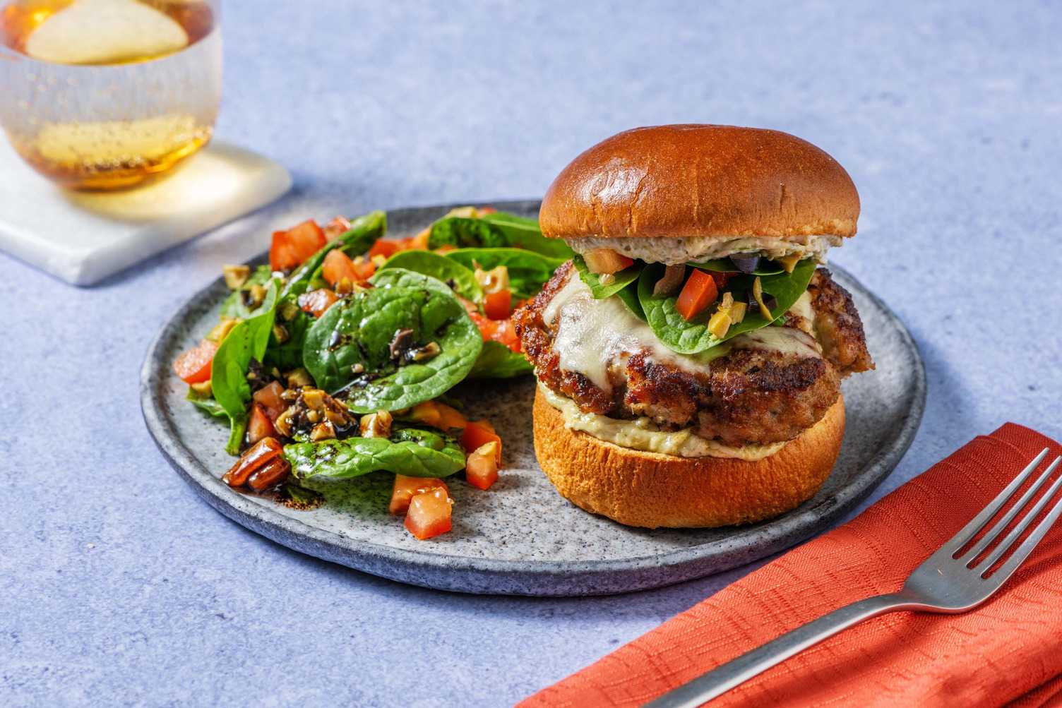 Burgers au fromage, à la dinde et au pesto