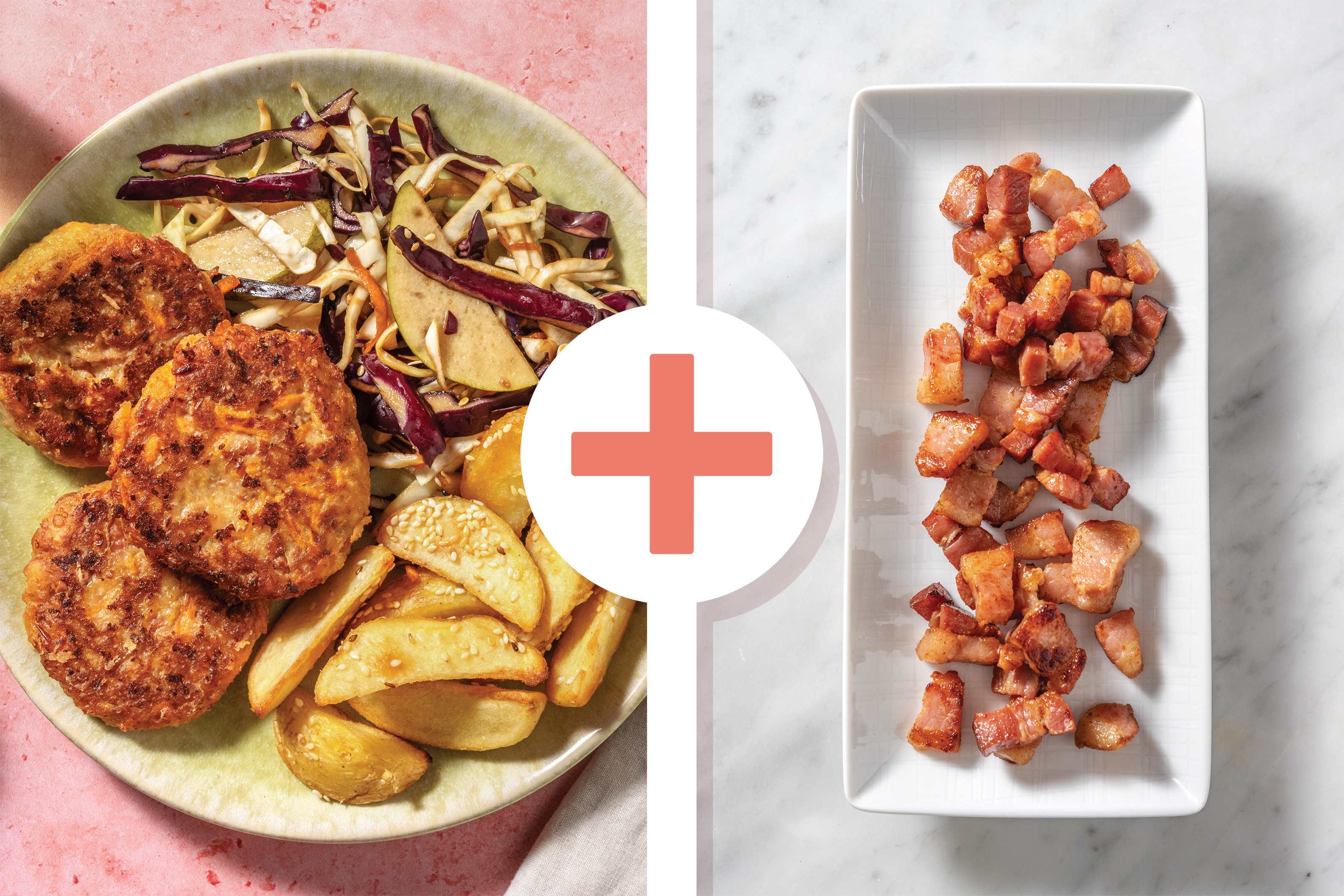 Red Kidney Bean-Bacon Patties & Japanese Slaw
