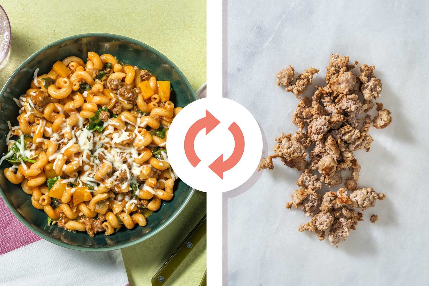 Casserole de saucisse de porc et de cavatappis à la sud-ouest