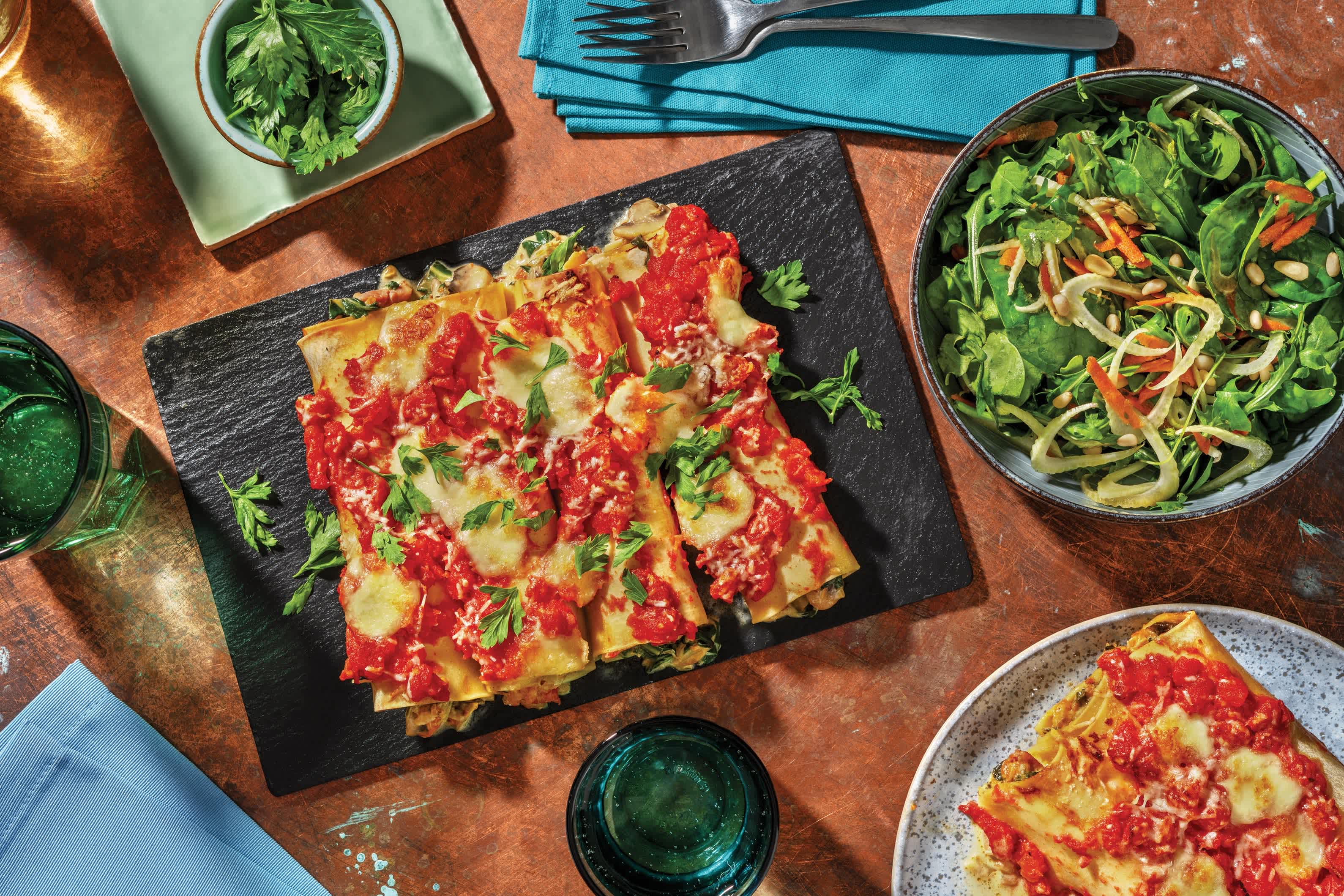 Cheesy Mushroom & Bacon Cannelloni